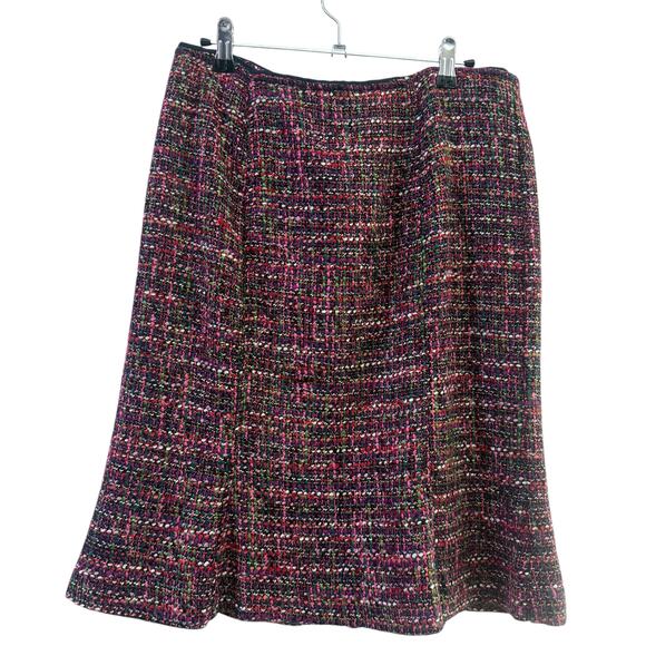 Talbots Skirt Womens Size 8 Petite Multicolor Tweed Retro Midi Pencil Flare - Picture 1 of 6